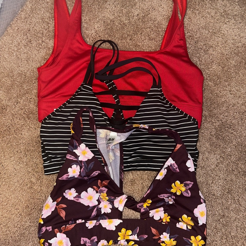 Victoria's Secret Red, Black, and Floral Camisole Trio